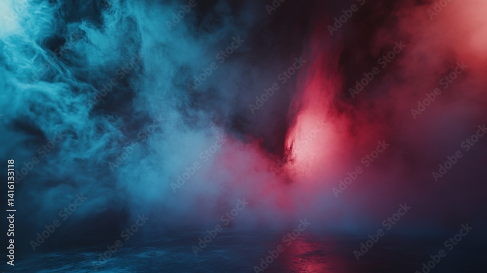 Abstract Vaporwave Dreamscape: A Symphony of Blue and Red Smoke Abstract Vaporwave Dreamscape: A Symphony of Blue and Red Smoke