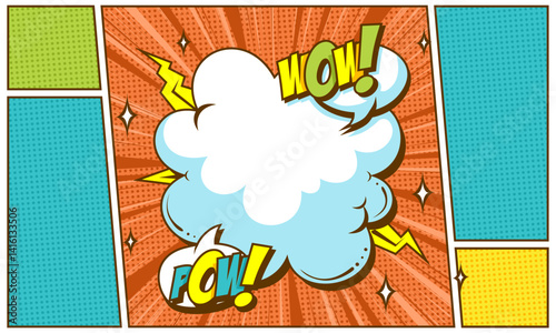 Blank comic panel background art. template pop art style 