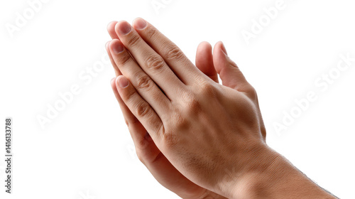 Praying hands gesture of care and love, isolated on white