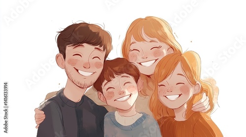 cartoon Family, take pictures, be happy