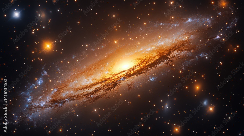 Fototapeta premium Spiral Galaxy in Deep Space displaying a swirling celestial spectacle