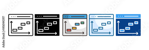 Gantt Chart Icon Set Multiple Style Collection