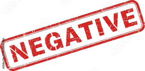 Grunge red "Negative" wording square rubber seal stamp on white background
