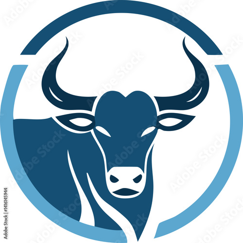 minimalist vector art logo illustration of ox