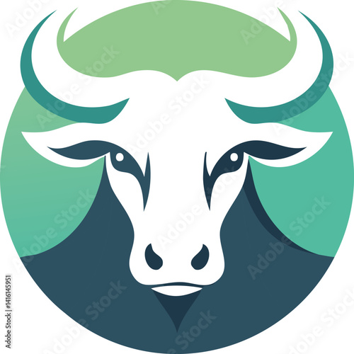 minimalist vector art logo illustration of ox