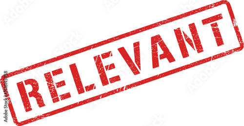 RELEVANT text on red vintage lines stamp.

