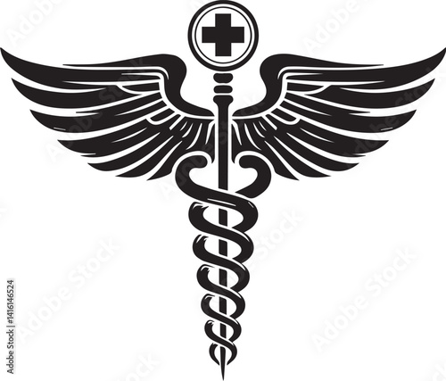 caduceus illustration, caduceus icon, caduceus clipart, caduceus silhouette vector black and white