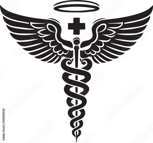 caduceus illustration, caduceus icon, caduceus clipart, caduceus silhouette vector black and white
