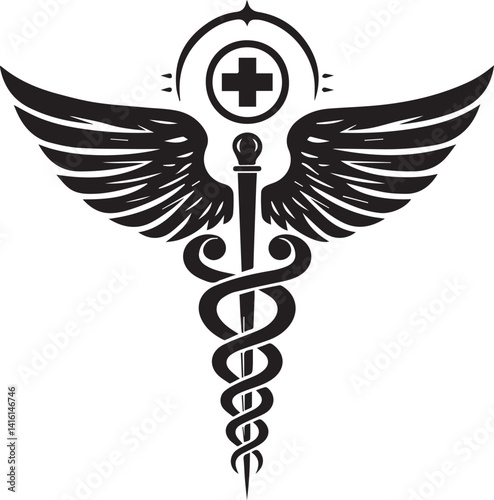 caduceus illustration, caduceus icon, caduceus clipart, caduceus silhouette vector black and white