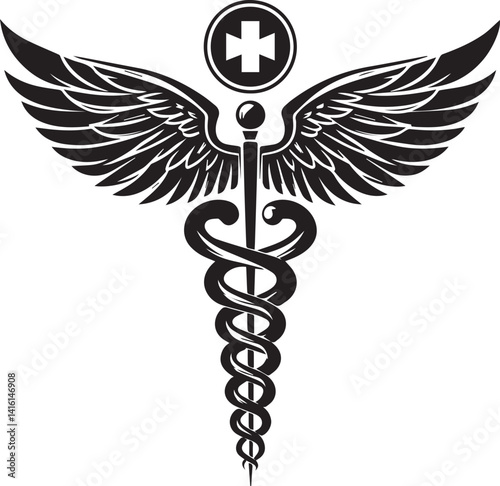 caduceus illustration, caduceus icon, caduceus clipart, caduceus silhouette vector black and white