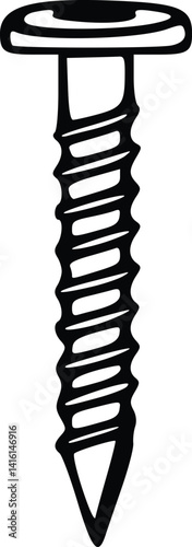 Vector illustration of a metal screw and bolt, essential fastening components used in engineering, furniture, and construction work