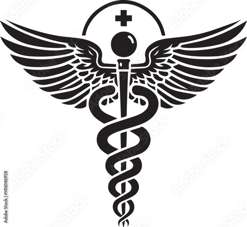 caduceus illustration, caduceus icon, caduceus clipart, caduceus silhouette vector black and white