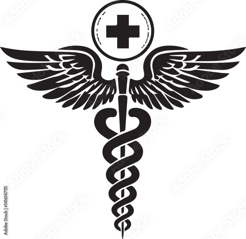 caduceus illustration, caduceus icon, caduceus clipart, caduceus silhouette vector black and white