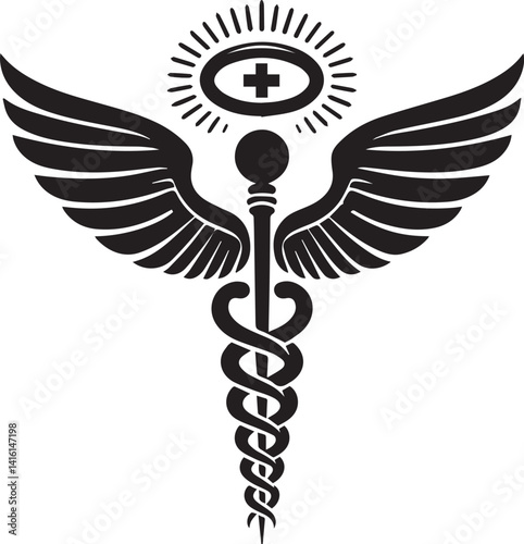 caduceus illustration, caduceus icon, caduceus clipart, caduceus silhouette vector black and white