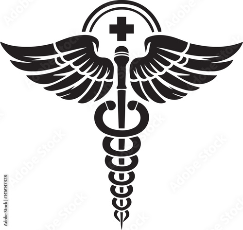 caduceus illustration, caduceus icon, caduceus clipart, caduceus silhouette vector black and white