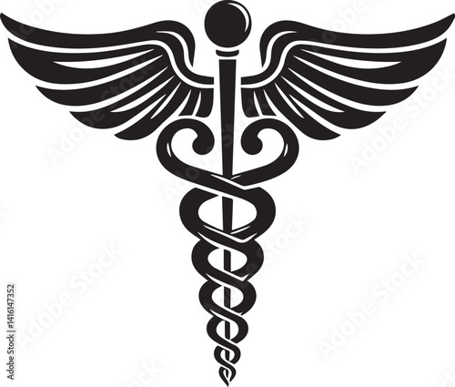 caduceus illustration, caduceus icon, caduceus clipart, caduceus silhouette vector black and white