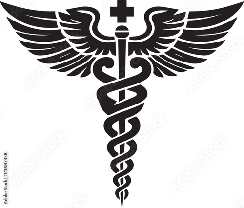 caduceus illustration, caduceus icon, caduceus clipart, caduceus silhouette vector black and white