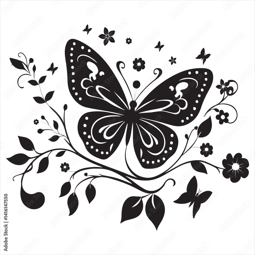Fototapeta premium Butterfly silhouette vector design on white background