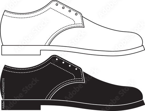 side view Derby shoe icon set