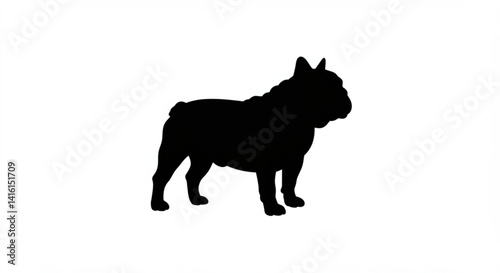 black silhouette icon of a standing bulldog