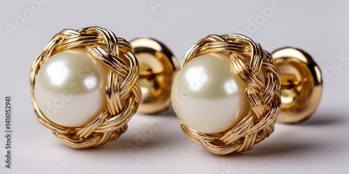 Elegant pearl cufflinks in gold setting