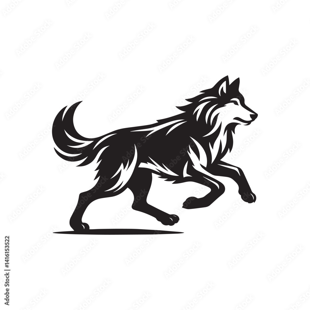 Fototapeta premium vector illustration of a running wolf