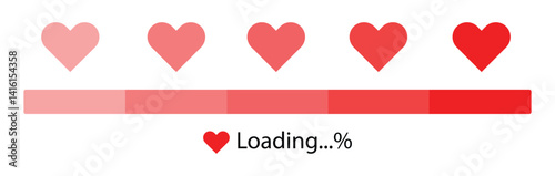 Heart icon. valentines day. relationship level measuring indicator sign. vector illustration 