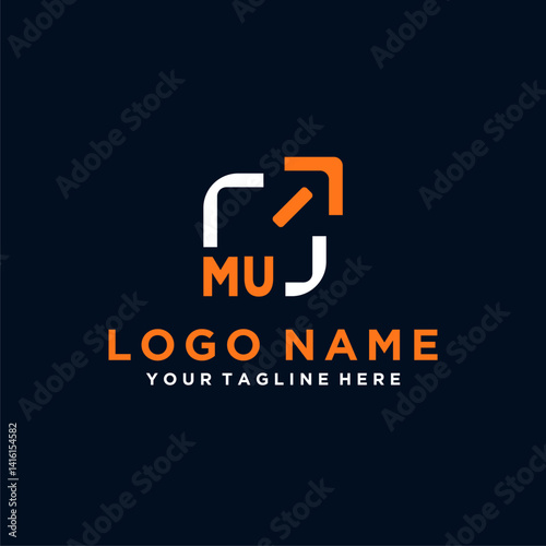 MU initials minimal modern technology logo design