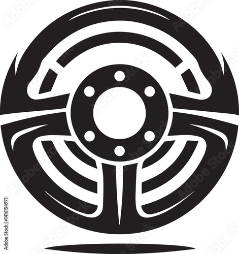 truck steering wheel illustration, wheel icon, wheel clipart, wheel silhouette vector black and white