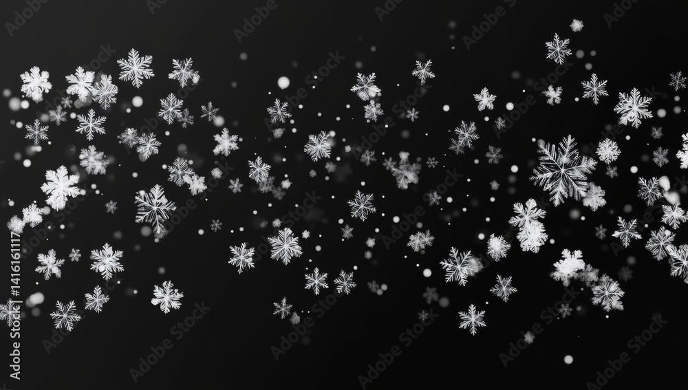 Falling snowflakes on black background. (2)