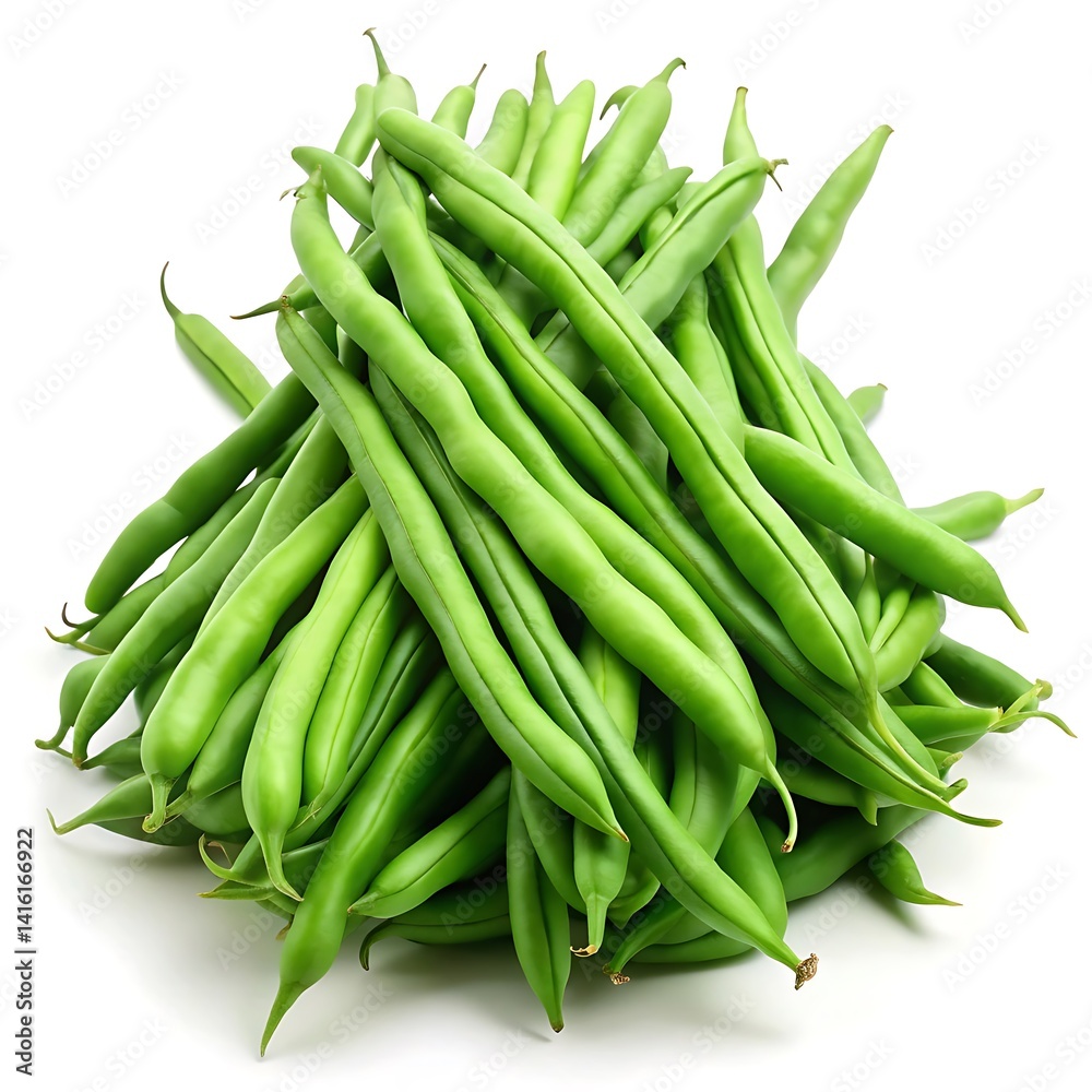 Obraz premium a pile of green beans on white background