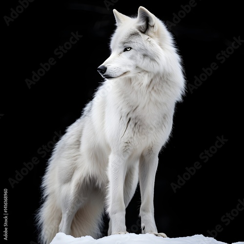 Majestic White Wolf Standing on Snow