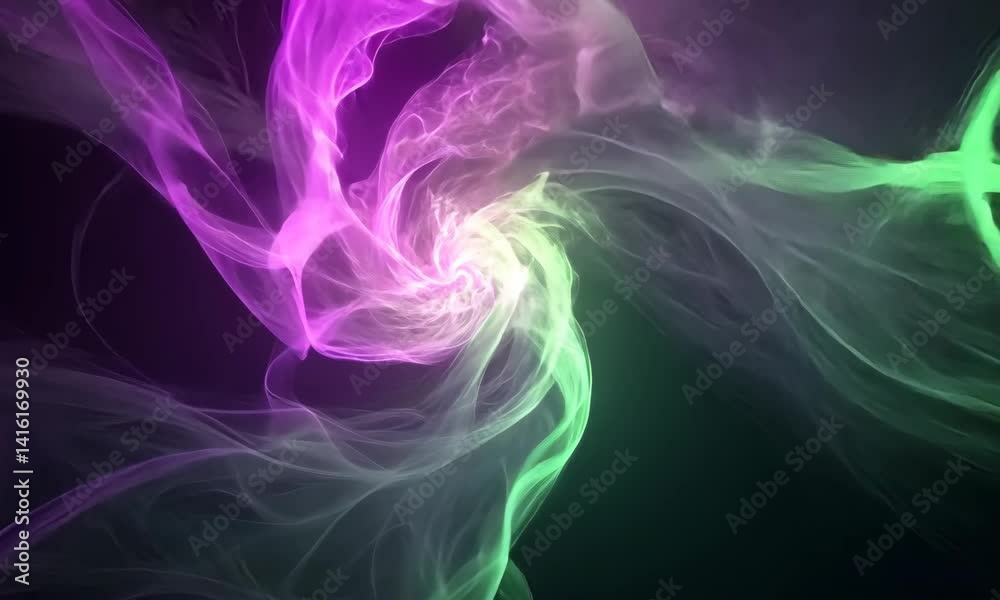Colorful Abstract Swirling Patterns in Light Purple and Green Against a Dark Background Colorful Abstract Swirling Patterns in Light Purple and Green Against a Dark Background