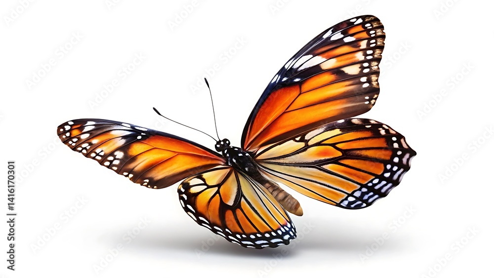 Fototapeta premium Butterfly flying isolated on white background