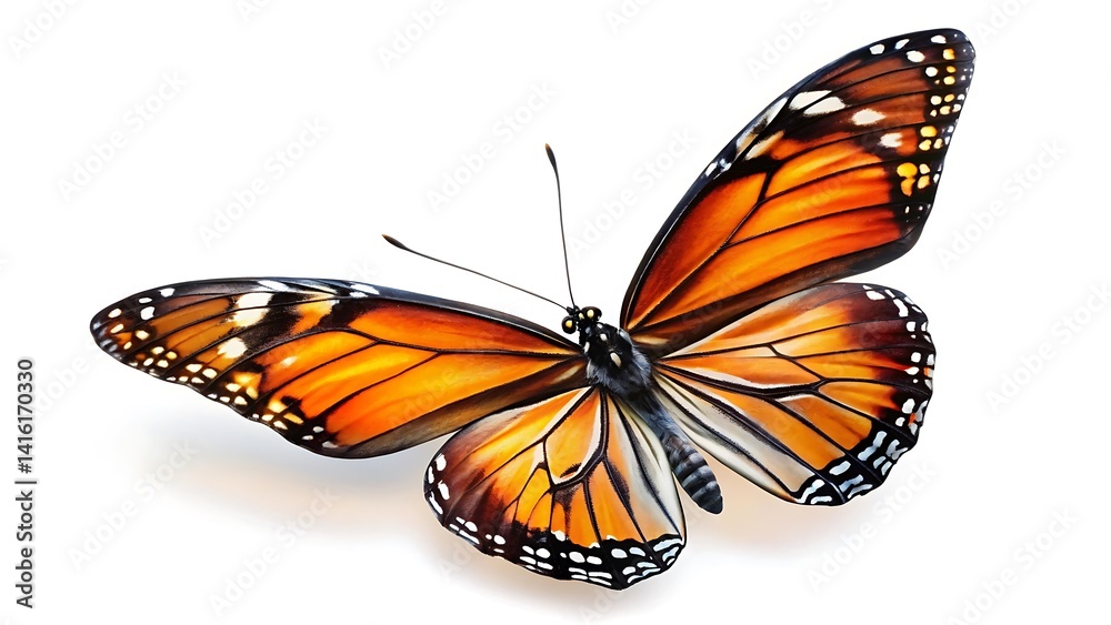 Fototapeta premium Butterfly flying isolated on white background