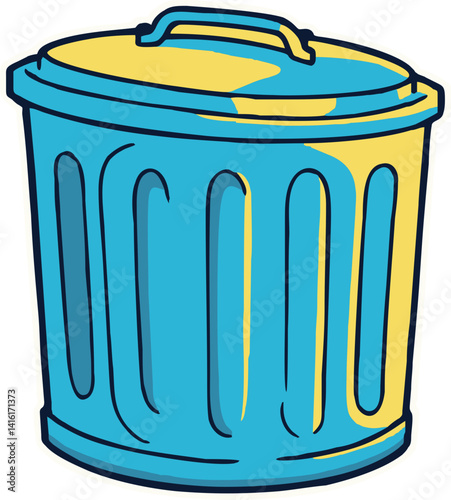 Trash Bin Icon Vector - Cartoon Garbage Can Symbol