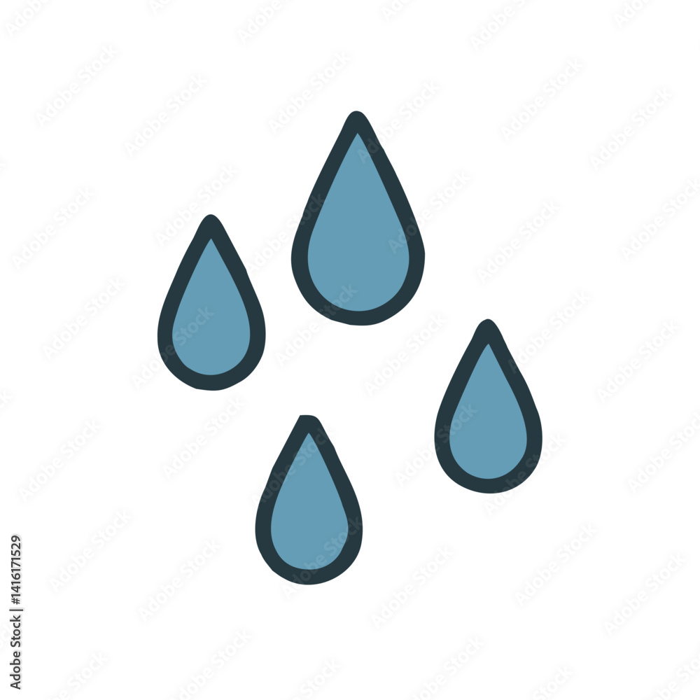 Water Droplet Vector Icon - Cartoon Rain Drop Set Water Droplet Vector Icon - Cartoon Rain Drop Set