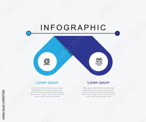 2 step infographic template vector element. 