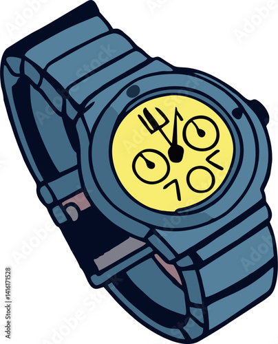 Cartoon Watch Icon - Vector Wristwatch for Kids