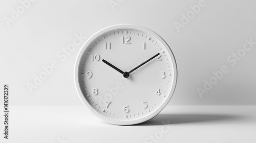 Timeless Moment: A minimalist round clock with a subtle shadow on a clean backdrop. It captures the essence of time in a clean, modern design.