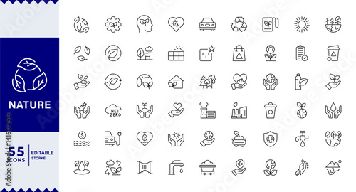  Pixel Perfect Environment Icon Set, environmental awareness and conservation efforts.Environment Icons. Eco-Friendly Vector Illustrations for Sustainability, Nature, and Green Solutions photo
