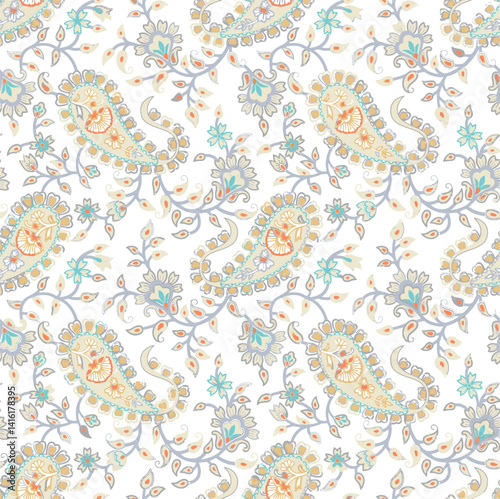 paisley ornament pattern Illustrator Artwork,soft colors