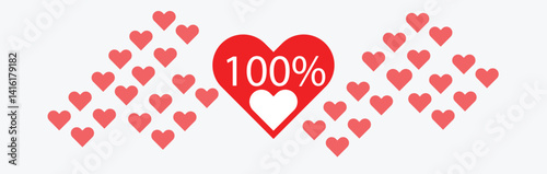 Heart icon. valentines day. relationship level measuring indicator sign. vector illustration 