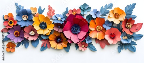 Set of colorful flower wall panels, cut out