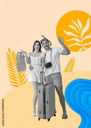 Happy young couple of touri...