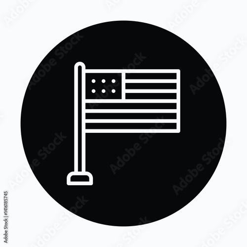 American Flag, Usa Flag Vector Icon. Silhouette Style Isolated Vector Icon. 