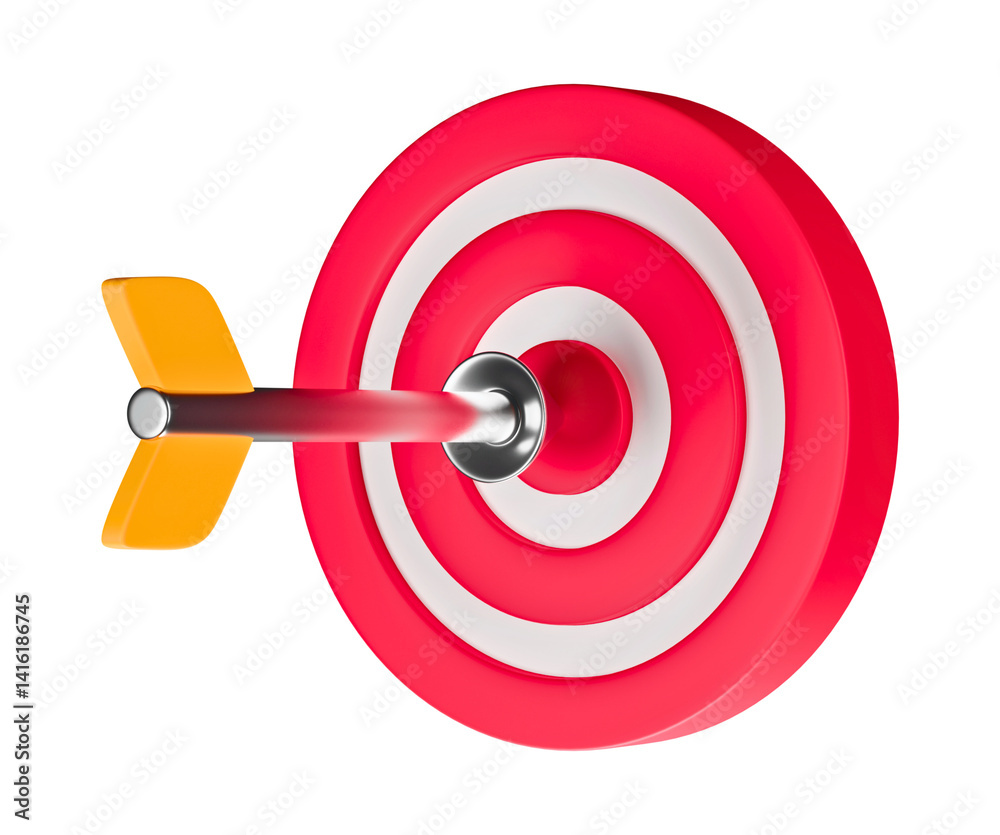 3D rendered target with a dart hitting the bullseye. Represents achieving business goals, success, accuracy, and reaching your objectives. 3D rendered target with a dart hitting the bullseye. Represents achieving business goals, success, accuracy, and reaching your objectives.