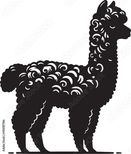 Alpaca silhouette and black vector