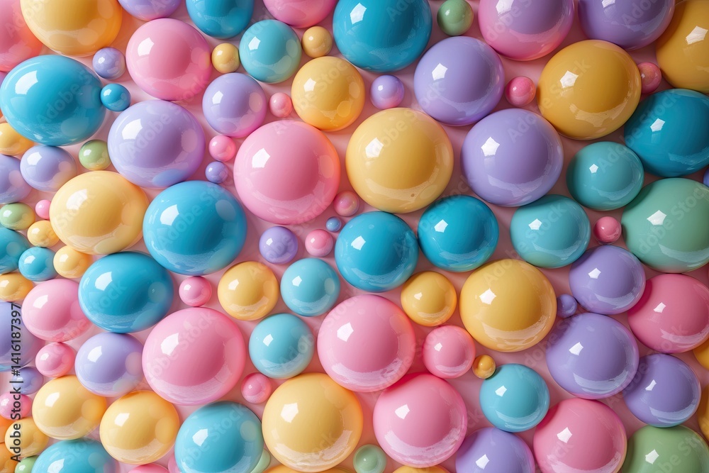 Obraz premium Colorful Pastel Bubble Backdrop for Fun Kids Rooms and Playful Spaces