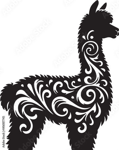 Alpaca silhouette and black vector
